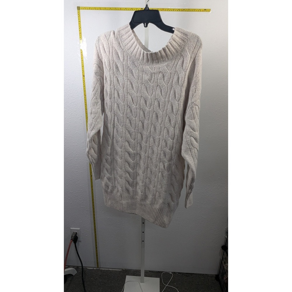 BP. Nordstrom Women Oatmeal Cream Cable Knit Tunic Sweater Size Medium Oversized